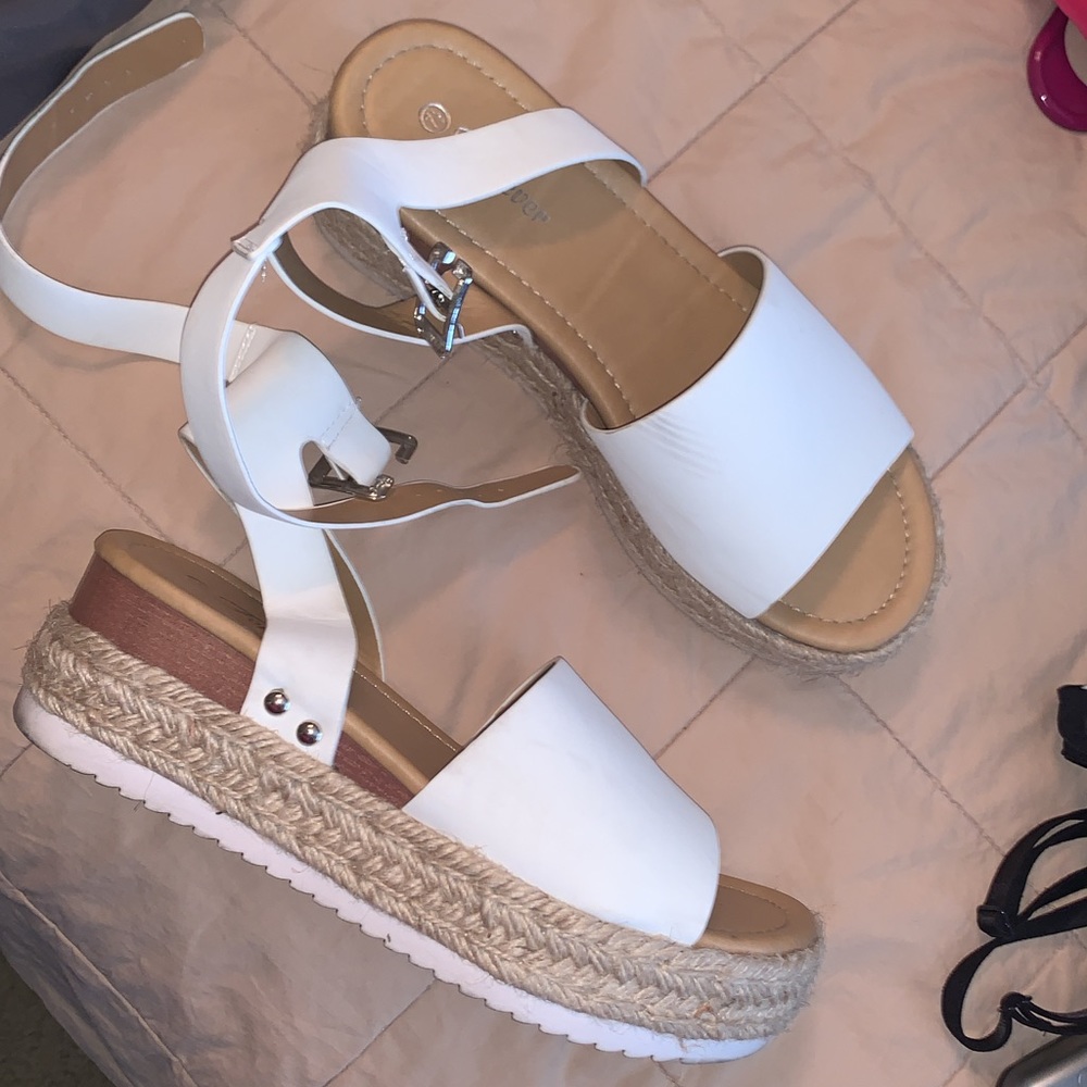 white platform wedges